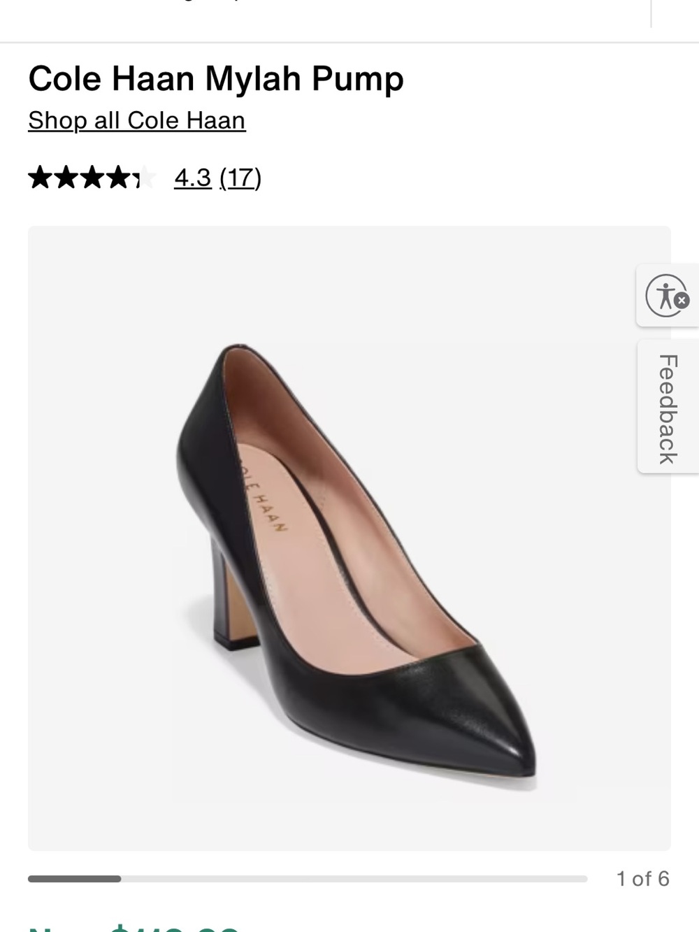 Cole Haan Mylah Classic Black Leather Pointed-Toe Pumps - Women